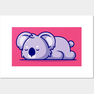 Cute Koala Sleeping Cartoon Posters and Art